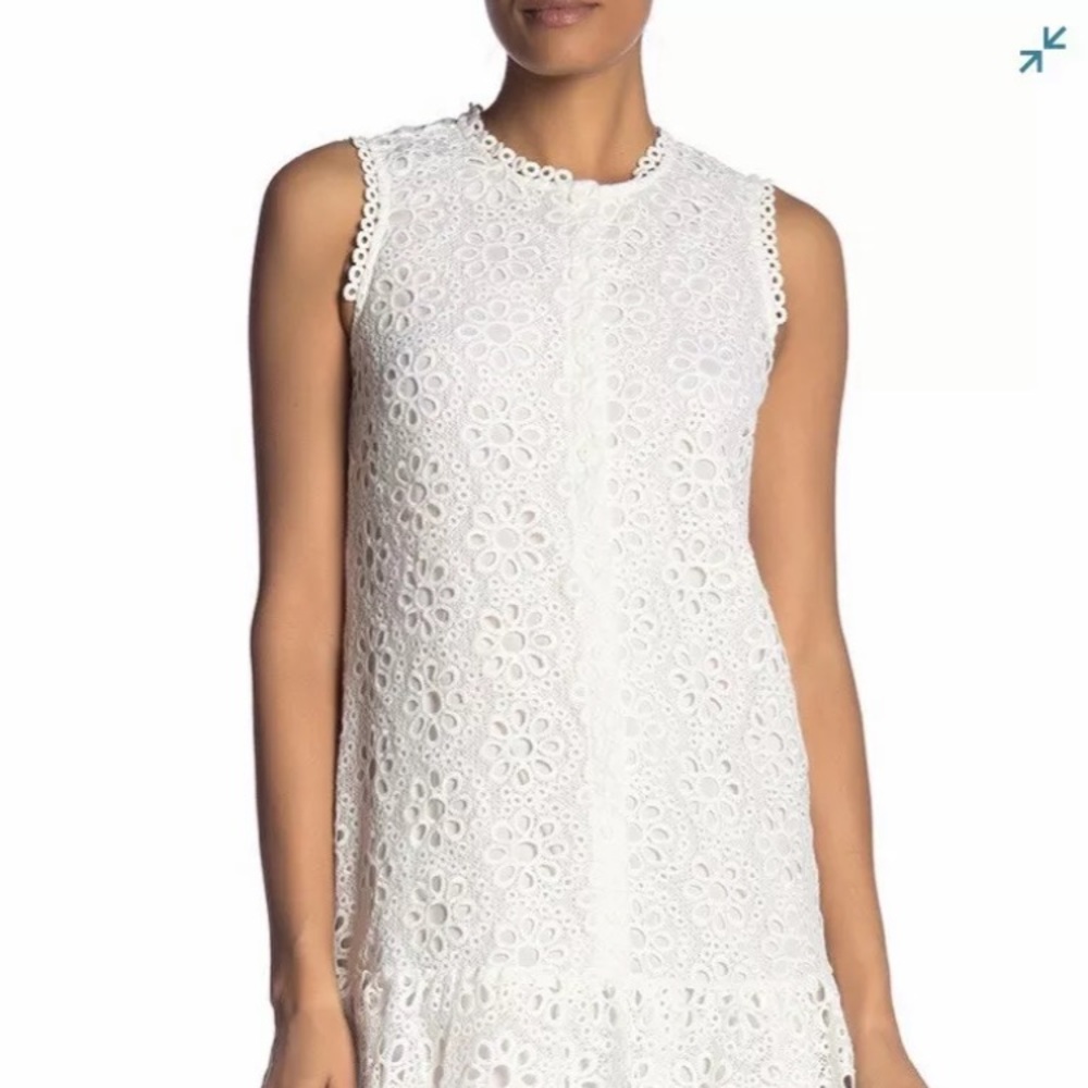 NWT Trina Turk XS Crochet Eyelet Flounce Dress